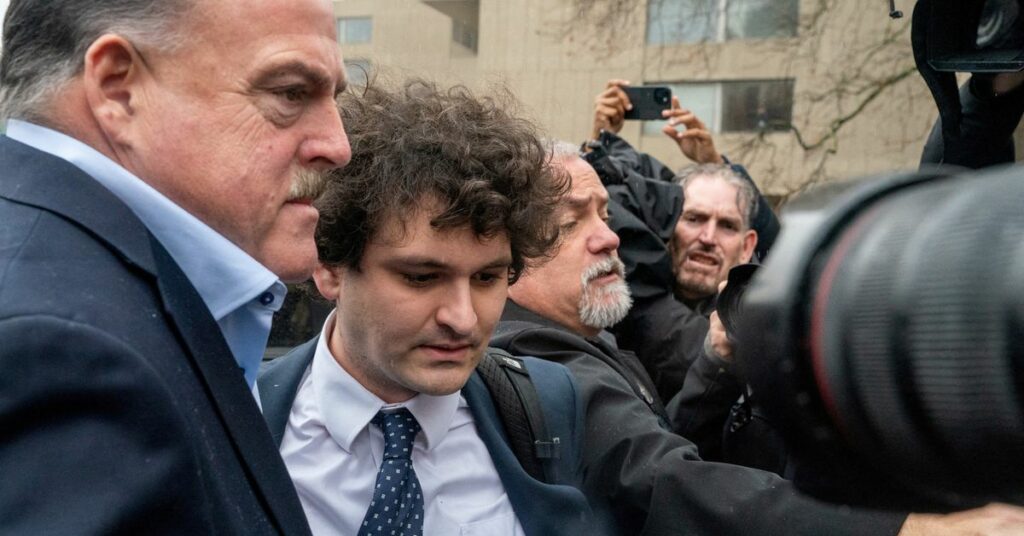 Former FTX Chief Executive Sam Bankman-Fried, who faces fraud charges over the collapse of the bankrupt cryptocurrency exchange, arrives on the day of a hearing at Manhattan federal court