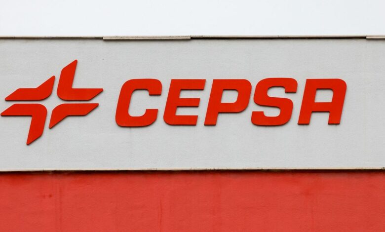The logo of CEPSA is seen on the facade of a building at Cepsa Energy Park in San Roque