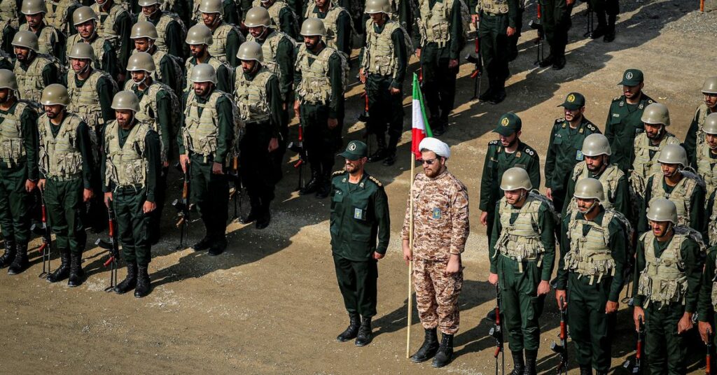 Islamic Revolutionary Guard Corps (IRGC) ground forces take part in a military drill