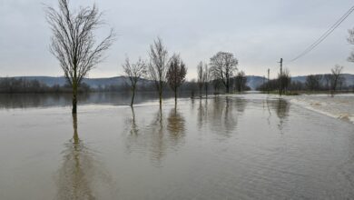 A view of flooding in northern Hungary