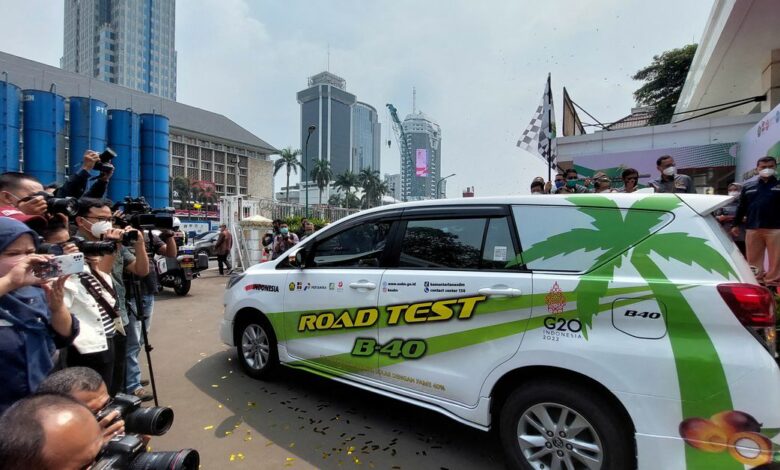 Car road test for fuel with 40% palm based biodiesel blending at a Ministry of Energy and Mineral Resources area in Jakarta
