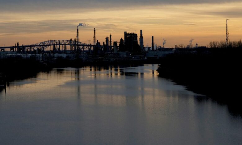 Sun sets on the Philadelphia Energy Solutions plant refinery in Philadelphia