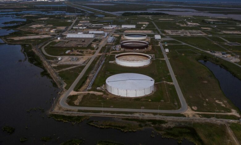 The Bryan Mound Strategic Petroleum Reserve is seen in an aerial photograph over Freeport, Texas