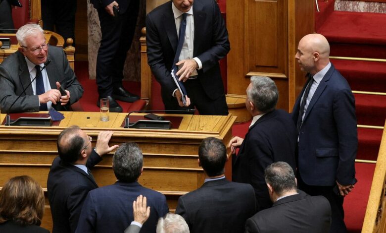 Vote on censure motion in Greek parliament in Athens