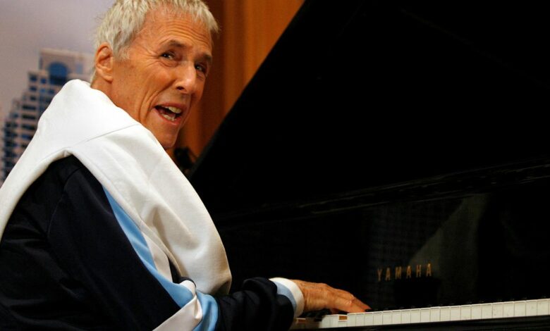Composer Bacharach sings during a media event in Sydney