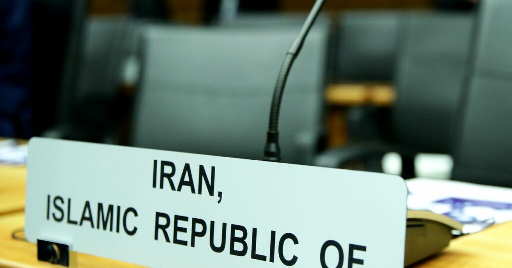 Sign marks the seat of Iran