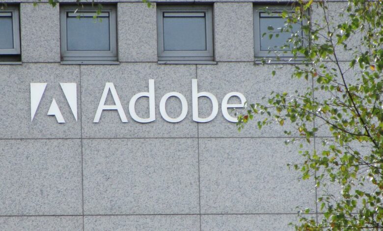 Logo of Adobe Inc. is pictured at the company