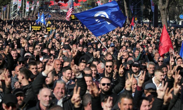 Albanian opposition holds an anti-government protest in Tirana