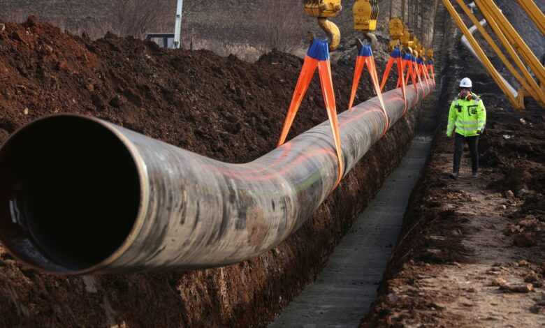 Launch of the construction of an interconnector gas pipeline, near Golyanovtsi