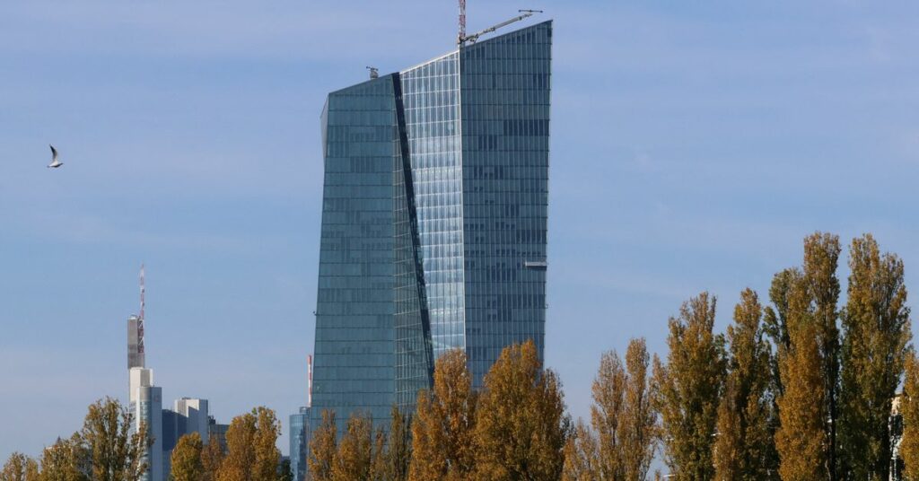 A view shows the European Central Bank (ECB) building, in Frankfurt