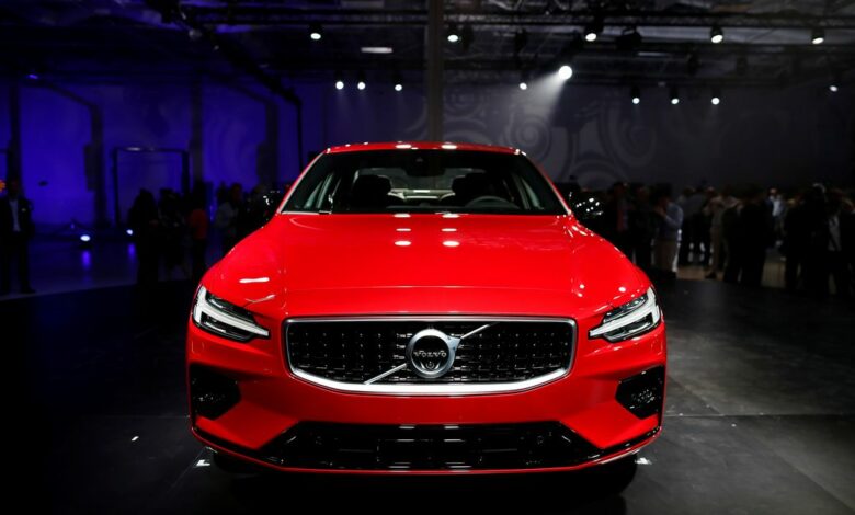 A Volvo S60 is displayed during the inauguration of Volvo Cars first U.S. production plant in Ridgeville