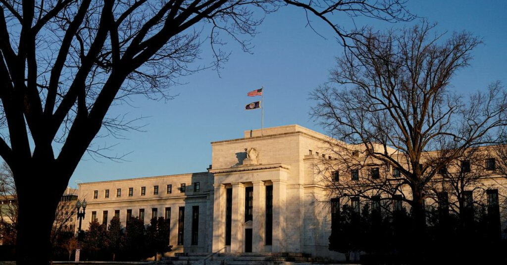 The Federal Reserve building is seen in Washington, DC