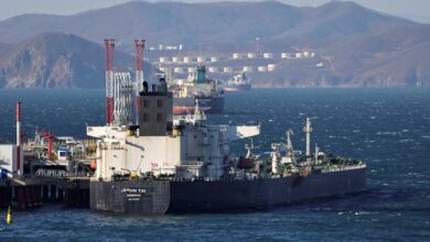 Shun Tai crude oil tanker is seen anchored at the terminal Kozmino in Nakhodka Bay