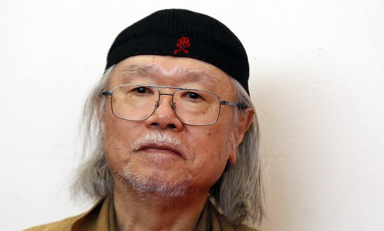 Author of several anime and manga series Leiji Matsumoto poses during a photocall for the movie