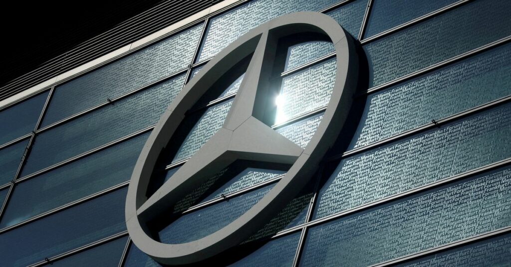 The Mercedes-Benz logo is pictured in Frankfurt, Germany