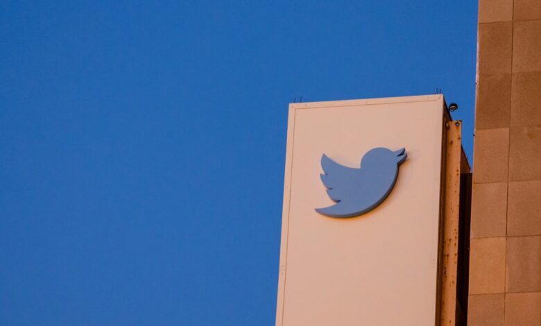 A view of the Twitter logo at its corporate headquarters in San Francisco