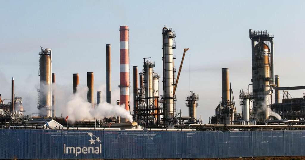 The Imperial Strathcona Refinery which produces petrochemicals is seen near Edmonton