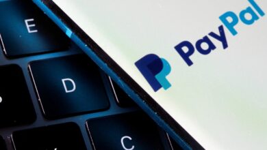 Photo illustration of a PayPal logo