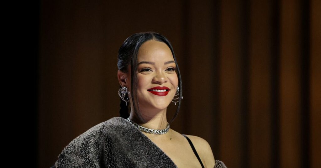 Singer Rihanna attends a news conference for the Super Bowl LVII Half Time Show in Phoenix, Arizona