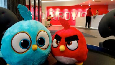 Angry Birds game characters are seen at the Rovio headquarters in Espoo