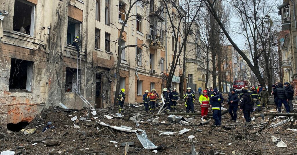 Aftermath of a Russian missile strike in Kharkiv