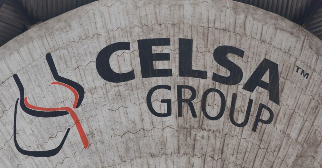 A Celsa group logo is seen in their factory in Castellbisbal, near Barcelona