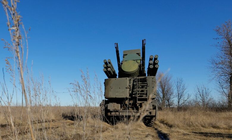 A view shows a Russian Pantsir anti-aircraft missile system on combat duty in the Luhansk region