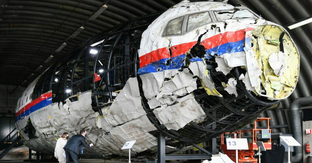 Judges inspect reconstruction of MH17 wreckage, in Reijen