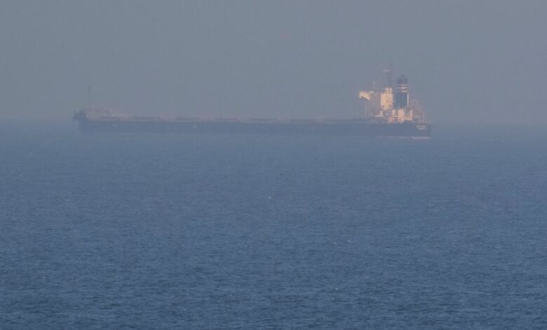 A grain ship carrying Ukrainian grain is seen in the Black Sea near Ukrainian port of Odesa
