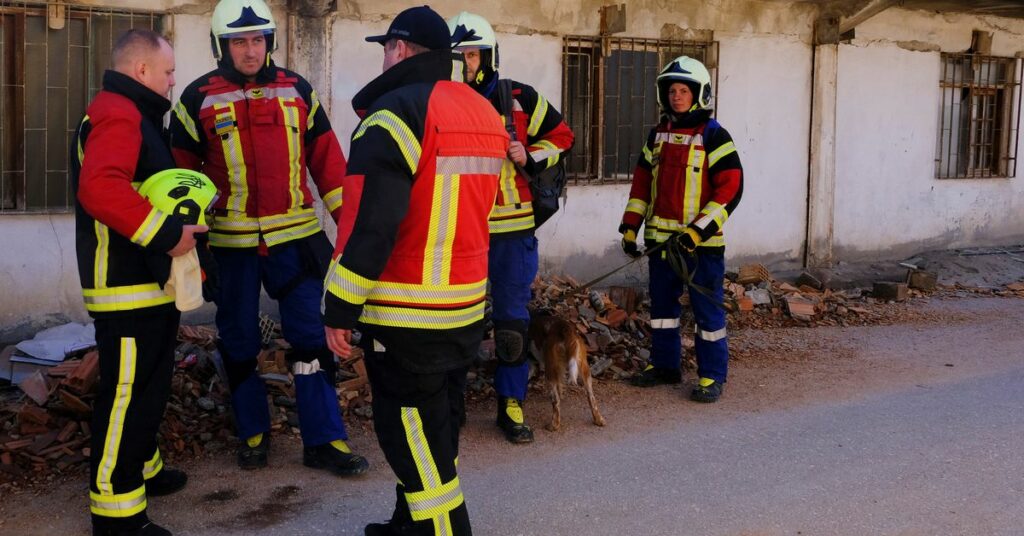 Ukrainian rescuers in Hatay, Turkey