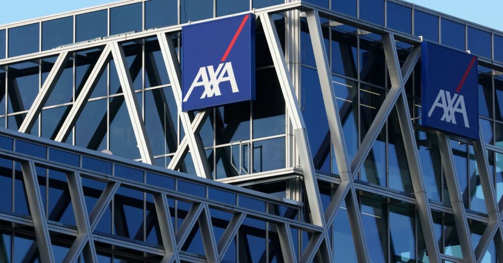 The logo of insurer and bank AXA Belgium S.A. is seen in Brussels