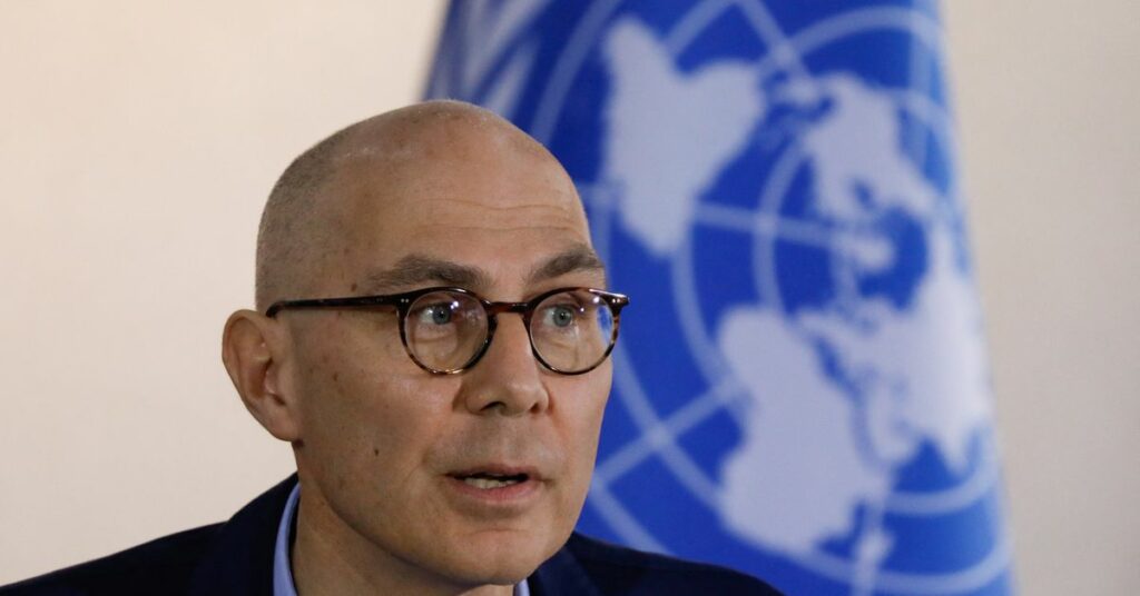 UN High Commissioner for Human Rights Volker Turk holds a news conference in Caracas