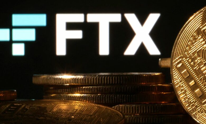 Illustration shows FTX logo and representation of cryptocurrencies