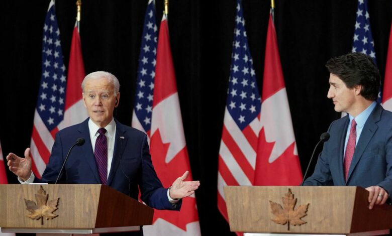 U.S. President Biden and Canadian PM Trudeau hold a joint news conference, in Ottawa
