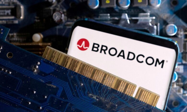 Illustration shows Broadcom logo