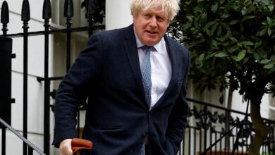 Former British Prime Minister Boris Johnson leaves his home, in London