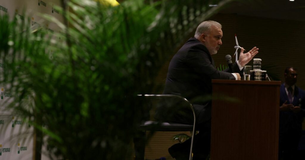 Jean Paul Prates, CEO of Brazil's state-run oil company Petrobras, attends a news conference