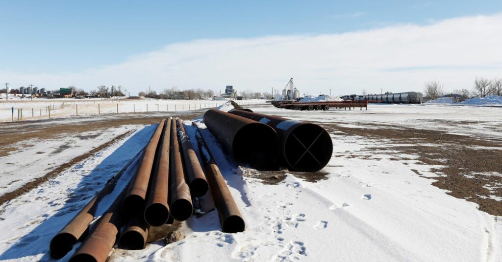 A supply depot servicing the Keystone XL crude oil pipeline lies idle in Oyen