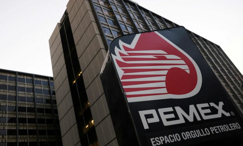 The logo of Mexican state oil company Pemex is pictured at its headquarters in Mexico City