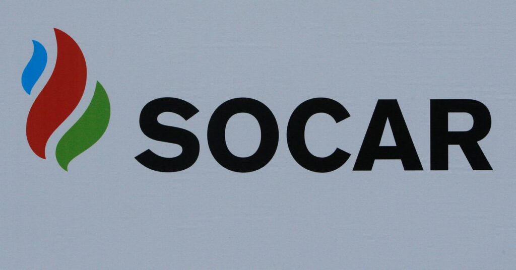 The logo of Azerbaijan's state energy company SOCAR is seen on a board at the SPIEF 2017 in St. Petersburg