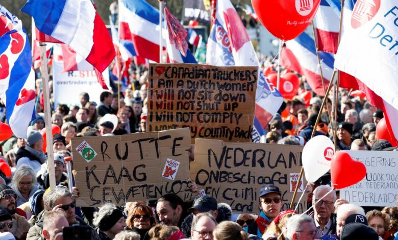 Dutch farmers protest against environmental policies in The Hague, Netherlands