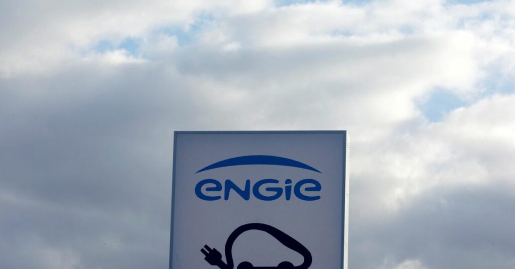 The Engie logo at an EV charging station in Guignicourt
