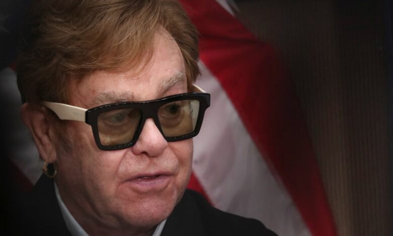 Sir Elton John speaks to members of the media about the impact of PEPFAR in Johannesburg
