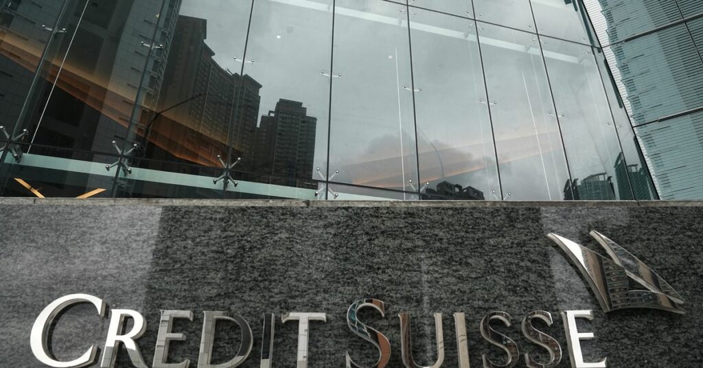 Logo of Credit Suisse is pictured outside its office building in Hong Kong