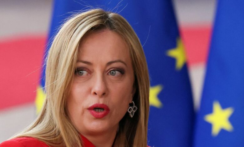 Italy's Prime Minister, Giorgia Meloni, attends the European leaders summit in Brussels
