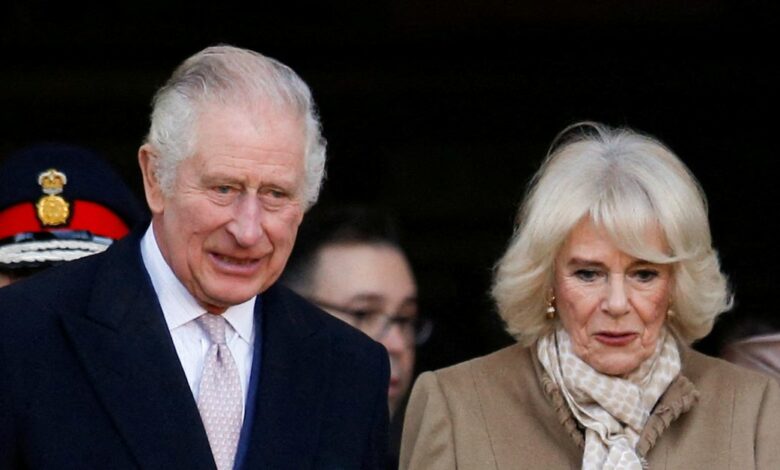 Britain's King Charles and Queen Camilla visit Bolton Town Hall, in Bolton