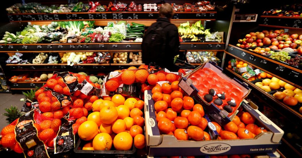 Full shelves with fruits are pictured in a supermarket during the spread of the coronavirus disease (COVID-19) in Berlin