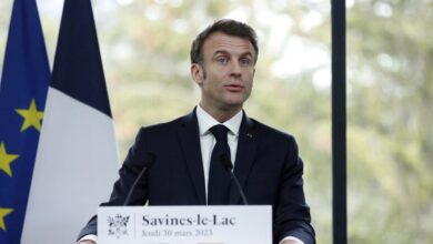French President Emmanuel Macron visits Sainte-Savine-Le-Lac