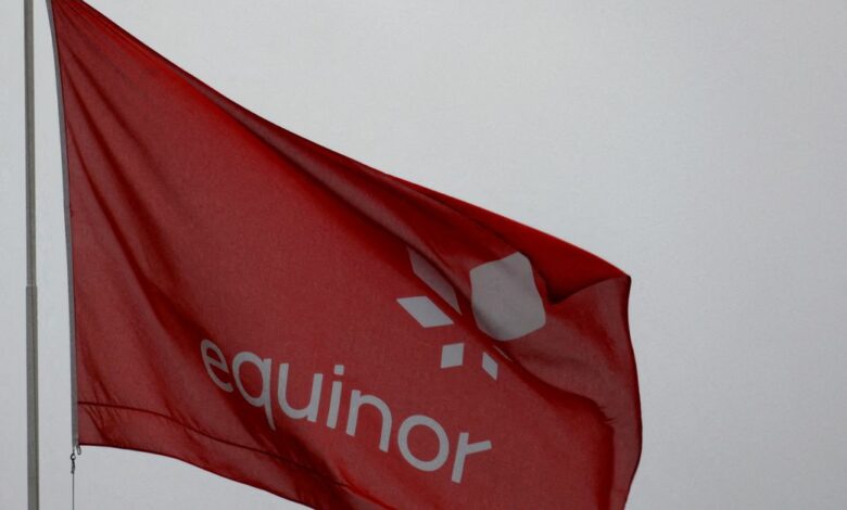 Equinor's flag flutters next to the company's headqurters in Stavanger