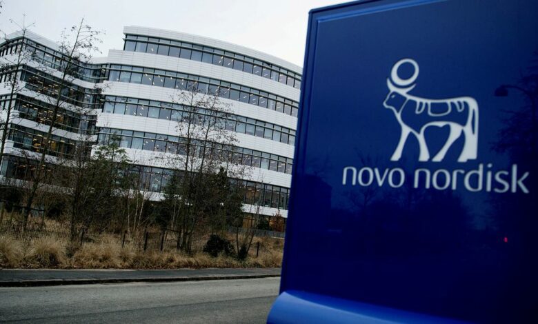 Novo Nordisk logo is seen in Bagsvaerd outside of Copenhagen